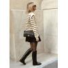 imagePRETTYGARDEN Fall Sweaters for Women 2025 Long Sleeve Crewneck Blouses Dressy Casual Ribbed Striped Knit Pullover Jumper TopsStriped Brown