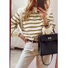 imagePRETTYGARDEN Fall Sweaters for Women 2025 Long Sleeve Crewneck Blouses Dressy Casual Ribbed Striped Knit Pullover Jumper TopsStriped Brown