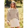 imagePRETTYGARDEN Fall Sweaters for Women 2025 Long Sleeve Crewneck Blouses Dressy Casual Ribbed Striped Knit Pullover Jumper TopsStriped Brown