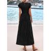 imagePRETTYGARDEN Midi Dresses for Women 2026 Summer Floral Cap Sleeve Smocked A Line Long Elegant Spring Wedding Guest DressBlack