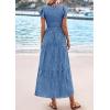 imagePRETTYGARDEN Midi Dresses for Women 2026 Summer Floral Cap Sleeve Smocked A Line Long Elegant Spring Wedding Guest DressBlue