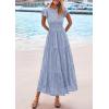 imagePRETTYGARDEN Midi Dresses for Women 2026 Summer Floral Cap Sleeve Smocked A Line Long Elegant Spring Wedding Guest DressGrey Blue
