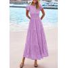 imagePRETTYGARDEN Midi Dresses for Women 2026 Summer Floral Cap Sleeve Smocked A Line Long Elegant Spring Wedding Guest DressLight Purple