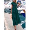 imagePRETTYGARDEN Midi Dresses for Women 2026 Summer Floral Cap Sleeve Smocked A Line Long Elegant Spring Wedding Guest DressMalachite Green