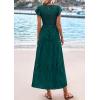 imagePRETTYGARDEN Midi Dresses for Women 2026 Summer Floral Cap Sleeve Smocked A Line Long Elegant Spring Wedding Guest DressMalachite Green