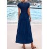 imagePRETTYGARDEN Midi Dresses for Women 2026 Summer Floral Cap Sleeve Smocked A Line Long Elegant Spring Wedding Guest DressNavy