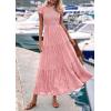 imagePRETTYGARDEN Midi Dresses for Women 2026 Summer Floral Cap Sleeve Smocked A Line Long Elegant Spring Wedding Guest DressPink