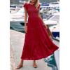 imagePRETTYGARDEN Midi Dresses for Women 2026 Summer Floral Cap Sleeve Smocked A Line Long Elegant Spring Wedding Guest DressRed