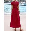 imagePRETTYGARDEN Midi Dresses for Women 2026 Summer Floral Cap Sleeve Smocked A Line Long Elegant Spring Wedding Guest DressRed