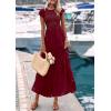 imagePRETTYGARDEN Midi Dresses for Women 2026 Summer Floral Cap Sleeve Smocked A Line Long Elegant Spring Wedding Guest DressWine Red