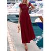 imagePRETTYGARDEN Midi Dresses for Women 2026 Summer Floral Cap Sleeve Smocked A Line Long Elegant Spring Wedding Guest DressWine Red