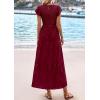 imagePRETTYGARDEN Midi Dresses for Women 2026 Summer Floral Cap Sleeve Smocked A Line Long Elegant Spring Wedding Guest DressWine Red