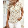 imagePRETTYGARDEN Rolled Short Sleeve Womens Tops Dressy Casual T Shirts Summer Floral V Neck Chiffon Blouses Vacation OutfitsApricot Yellow Floral