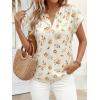 imagePRETTYGARDEN Rolled Short Sleeve Womens Tops Dressy Casual T Shirts Summer Floral V Neck Chiffon Blouses Vacation OutfitsApricot Yellow Floral