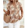 imagePRETTYGARDEN Rolled Short Sleeve Womens Tops Dressy Casual T Shirts Summer Floral V Neck Chiffon Blouses Vacation OutfitsKhaki Leopard
