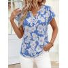 imagePRETTYGARDEN Rolled Short Sleeve Womens Tops Dressy Casual T Shirts Summer Floral V Neck Chiffon Blouses Vacation OutfitsSky Blue White Floral