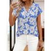 imagePRETTYGARDEN Rolled Short Sleeve Womens Tops Dressy Casual T Shirts Summer Floral V Neck Chiffon Blouses Vacation OutfitsSky Blue White Floral