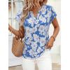 imagePRETTYGARDEN Rolled Short Sleeve Womens Tops Dressy Casual T Shirts Summer Floral V Neck Chiffon Blouses Vacation OutfitsSky Blue White Floral