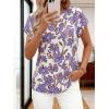 imagePRETTYGARDEN Rolled Short Sleeve Womens Tops Dressy Casual T Shirts Summer Floral V Neck Chiffon Blouses Vacation OutfitsWhite Blue Floral