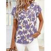 imagePRETTYGARDEN Rolled Short Sleeve Womens Tops Dressy Casual T Shirts Summer Floral V Neck Chiffon Blouses Vacation OutfitsWhite Blue Floral