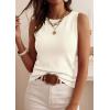 imagePRETTYGARDEN Sleeveless Sweater Tops for Women 2026 Summer Dressy Ribbed Tank Tops Spring Business Casual Work Shirts BlousesBeige White