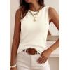 imagePRETTYGARDEN Sleeveless Sweater Tops for Women 2026 Summer Dressy Ribbed Tank Tops Spring Business Casual Work Shirts BlousesBeige White