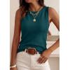 imagePRETTYGARDEN Sleeveless Sweater Tops for Women 2026 Summer Dressy Ribbed Tank Tops Spring Business Casual Work Shirts BlousesBlue Green