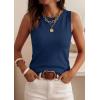 imagePRETTYGARDEN Sleeveless Sweater Tops for Women 2026 Summer Dressy Ribbed Tank Tops Spring Business Casual Work Shirts BlousesDark Blue