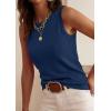 imagePRETTYGARDEN Sleeveless Sweater Tops for Women 2026 Summer Dressy Ribbed Tank Tops Spring Business Casual Work Shirts BlousesDark Blue