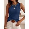 imagePRETTYGARDEN Sleeveless Sweater Tops for Women 2026 Summer Dressy Ribbed Tank Tops Spring Business Casual Work Shirts BlousesDark Blue