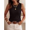 imagePRETTYGARDEN Sleeveless Sweater Tops for Women 2026 Summer Dressy Ribbed Tank Tops Spring Business Casual Work Shirts BlousesDark Brown