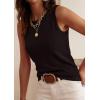 imagePRETTYGARDEN Sleeveless Sweater Tops for Women 2026 Summer Dressy Ribbed Tank Tops Spring Business Casual Work Shirts BlousesDark Brown