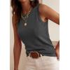 imagePRETTYGARDEN Sleeveless Sweater Tops for Women 2026 Summer Dressy Ribbed Tank Tops Spring Business Casual Work Shirts BlousesDark Grey