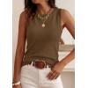 imagePRETTYGARDEN Sleeveless Sweater Tops for Women 2026 Summer Dressy Ribbed Tank Tops Spring Business Casual Work Shirts BlousesDark Khaki