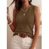 imagePRETTYGARDEN Sleeveless Sweater Tops for Women 2026 Summer Dressy Ribbed Tank Tops Spring Business Casual Work Shirts BlousesDark Khaki