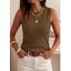 imagePRETTYGARDEN Sleeveless Sweater Tops for Women 2026 Summer Dressy Ribbed Tank Tops Spring Business Casual Work Shirts BlousesDark Khaki