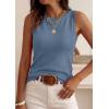 imagePRETTYGARDEN Sleeveless Sweater Tops for Women 2026 Summer Dressy Ribbed Tank Tops Spring Business Casual Work Shirts BlousesGrey Blue