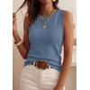 imagePRETTYGARDEN Sleeveless Sweater Tops for Women 2026 Summer Dressy Ribbed Tank Tops Spring Business Casual Work Shirts BlousesGrey Blue