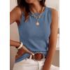 imagePRETTYGARDEN Sleeveless Sweater Tops for Women 2026 Summer Dressy Ribbed Tank Tops Spring Business Casual Work Shirts BlousesGrey Blue