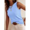 imagePRETTYGARDEN Sleeveless Sweater Tops for Women 2026 Summer Dressy Ribbed Tank Tops Spring Business Casual Work Shirts BlousesLight Blue