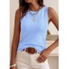 imagePRETTYGARDEN Sleeveless Sweater Tops for Women 2026 Summer Dressy Ribbed Tank Tops Spring Business Casual Work Shirts BlousesLight Blue