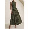 imagePRETTYGARDEN Summer Dresses for Women 2026 Casual Eyelet Sleeveless Wedding Guest Maxi Dress Tank Top Sundress with PocketsArmy Green