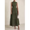 imagePRETTYGARDEN Summer Dresses for Women 2026 Casual Eyelet Sleeveless Wedding Guest Maxi Dress Tank Top Sundress with PocketsArmy Green