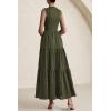 imagePRETTYGARDEN Summer Dresses for Women 2026 Casual Eyelet Sleeveless Wedding Guest Maxi Dress Tank Top Sundress with PocketsArmy Green