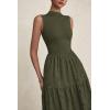 imagePRETTYGARDEN Summer Dresses for Women 2026 Casual Eyelet Sleeveless Wedding Guest Maxi Dress Tank Top Sundress with PocketsArmy Green