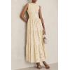 imagePRETTYGARDEN Summer Dresses for Women 2026 Casual Eyelet Sleeveless Wedding Guest Maxi Dress Tank Top Sundress with PocketsBeige