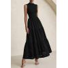 imagePRETTYGARDEN Summer Dresses for Women 2026 Casual Eyelet Sleeveless Wedding Guest Maxi Dress Tank Top Sundress with PocketsBlack