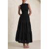 imagePRETTYGARDEN Summer Dresses for Women 2026 Casual Eyelet Sleeveless Wedding Guest Maxi Dress Tank Top Sundress with PocketsBlack