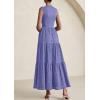 imagePRETTYGARDEN Summer Dresses for Women 2026 Casual Eyelet Sleeveless Wedding Guest Maxi Dress Tank Top Sundress with PocketsDark Blue
