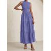 imagePRETTYGARDEN Summer Dresses for Women 2026 Casual Eyelet Sleeveless Wedding Guest Maxi Dress Tank Top Sundress with PocketsDark Blue